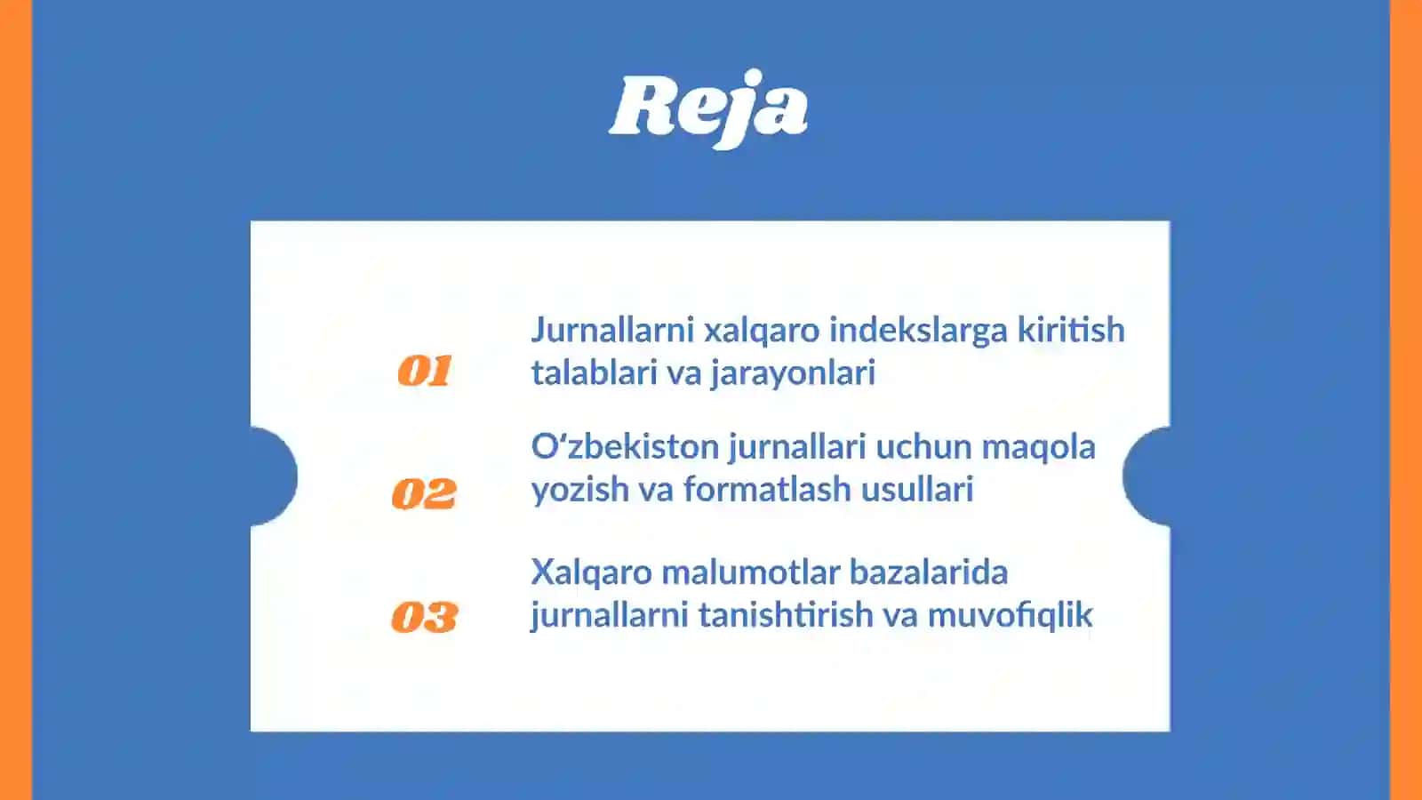 O‘zbekiston ilmiy jurnallarni xalqaro malumotlar bazasiga kiritish bo‘yicha tavsiyalar 2