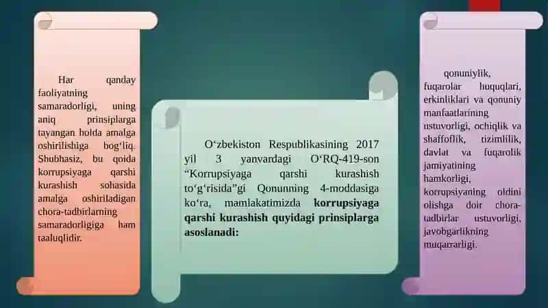 Korrupsiyaga qarshi kurashishning asosiy prinsiplari 2