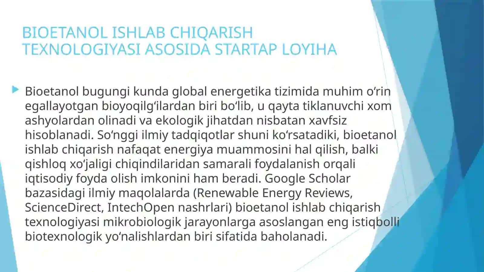 Bioetanol ishlab chiqarish texnologiyasi 2