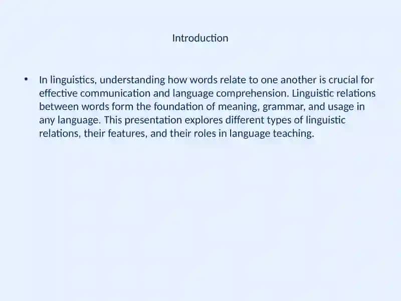 The Types of Linguistic Relations Between Words 2
