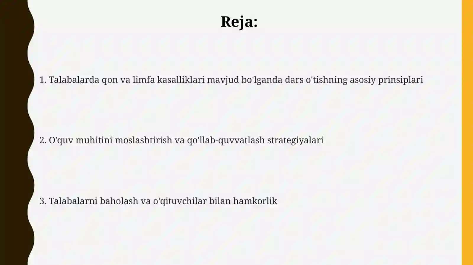 Qon va limfa kasalliklari bilan ogʻrigan oʻquvchilar bilan mashgʻulot oʻtkazish tamoyillari 2