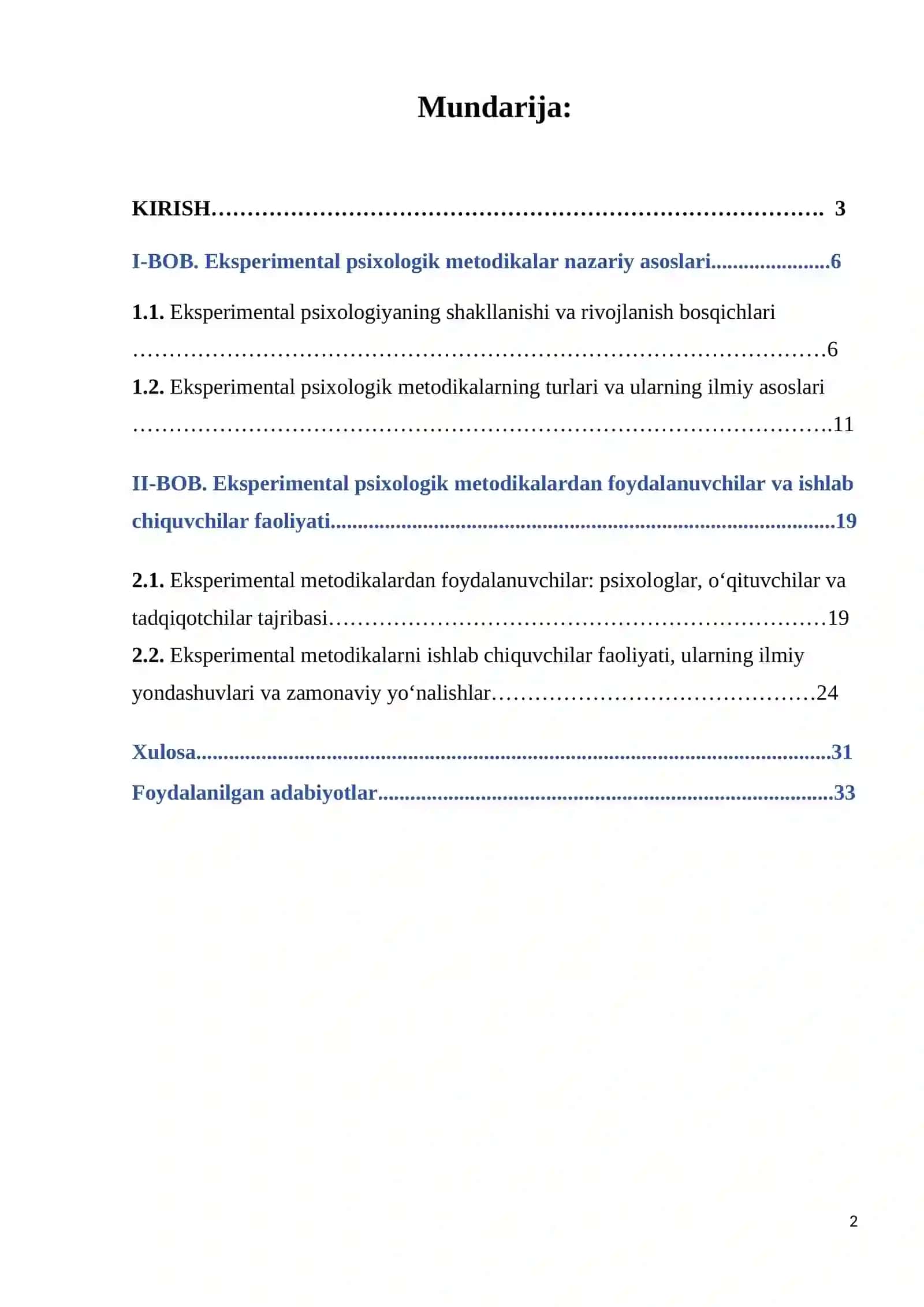 Eksperimental psixologik metodikalardan foydalanuvchilar va ishlab chiquvchilar 2