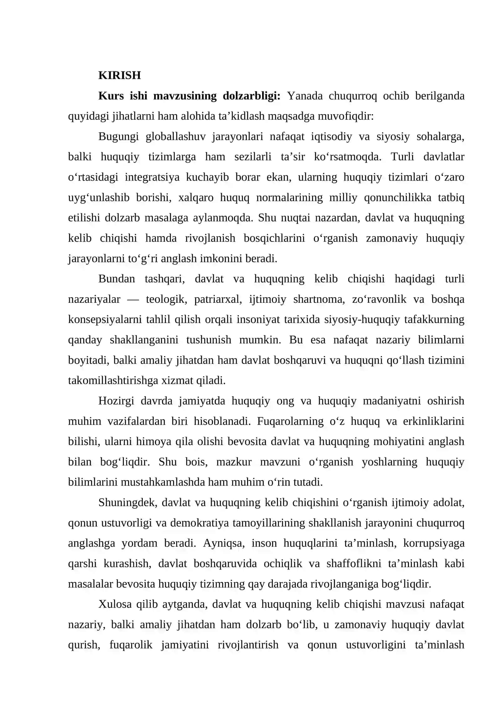 Kurs ishi mavzusining dolzarbligi 2
