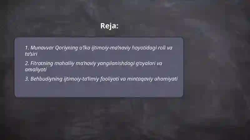 Munavvar Qoriyning o‘lka ijtimoiy-ma’naviy hayotidagi roli va ta’siri 2