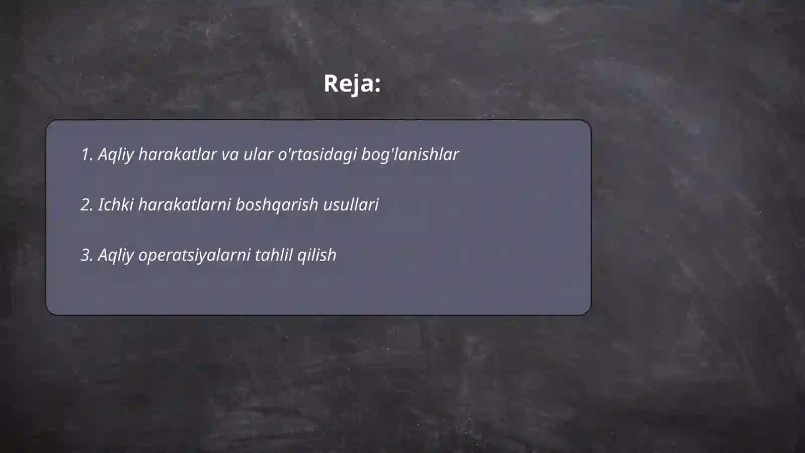 Aqliy va ichki harakatlar. Bir harakatdan ikkinchi harakatga, aqliy operatsiyalarga o'tish 2