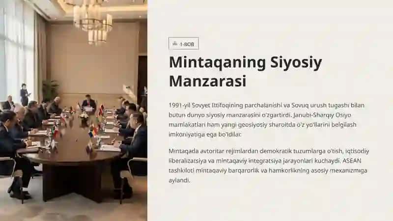 Janubi-Sharqiy Osiyo Mamlakatlari: O'zgarishlar va Taraqqiyot 2