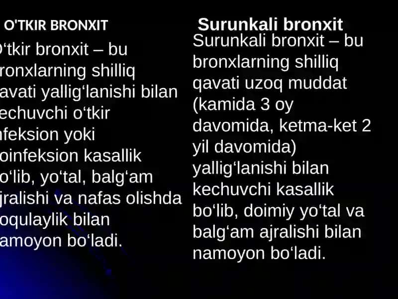 O'TKIR VA  SURUNKALI BRONXIT VA ZOTILJAM KASALLIKLARINING O’ZIGA XOS KECHISHI 2