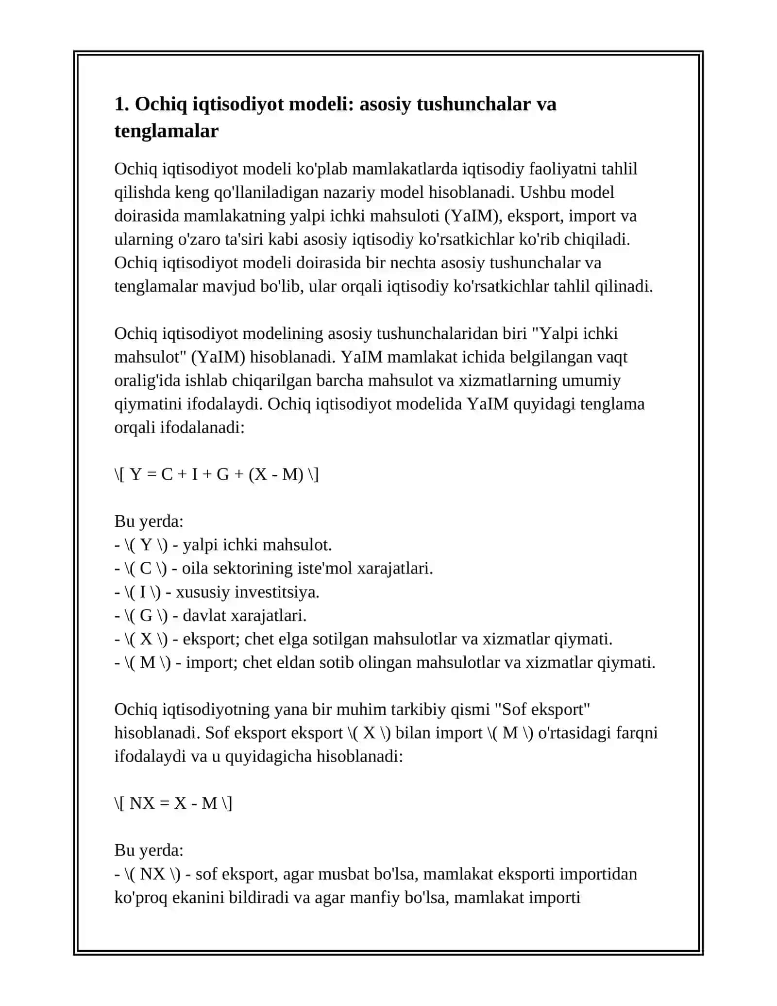 OCHIQ IQTISODIYOT MODELI 2