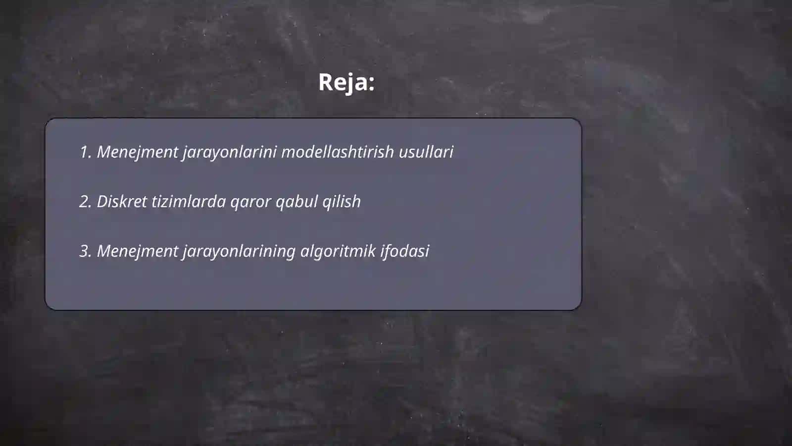 Menejment jarayonlarini modellashtirish usullari 2