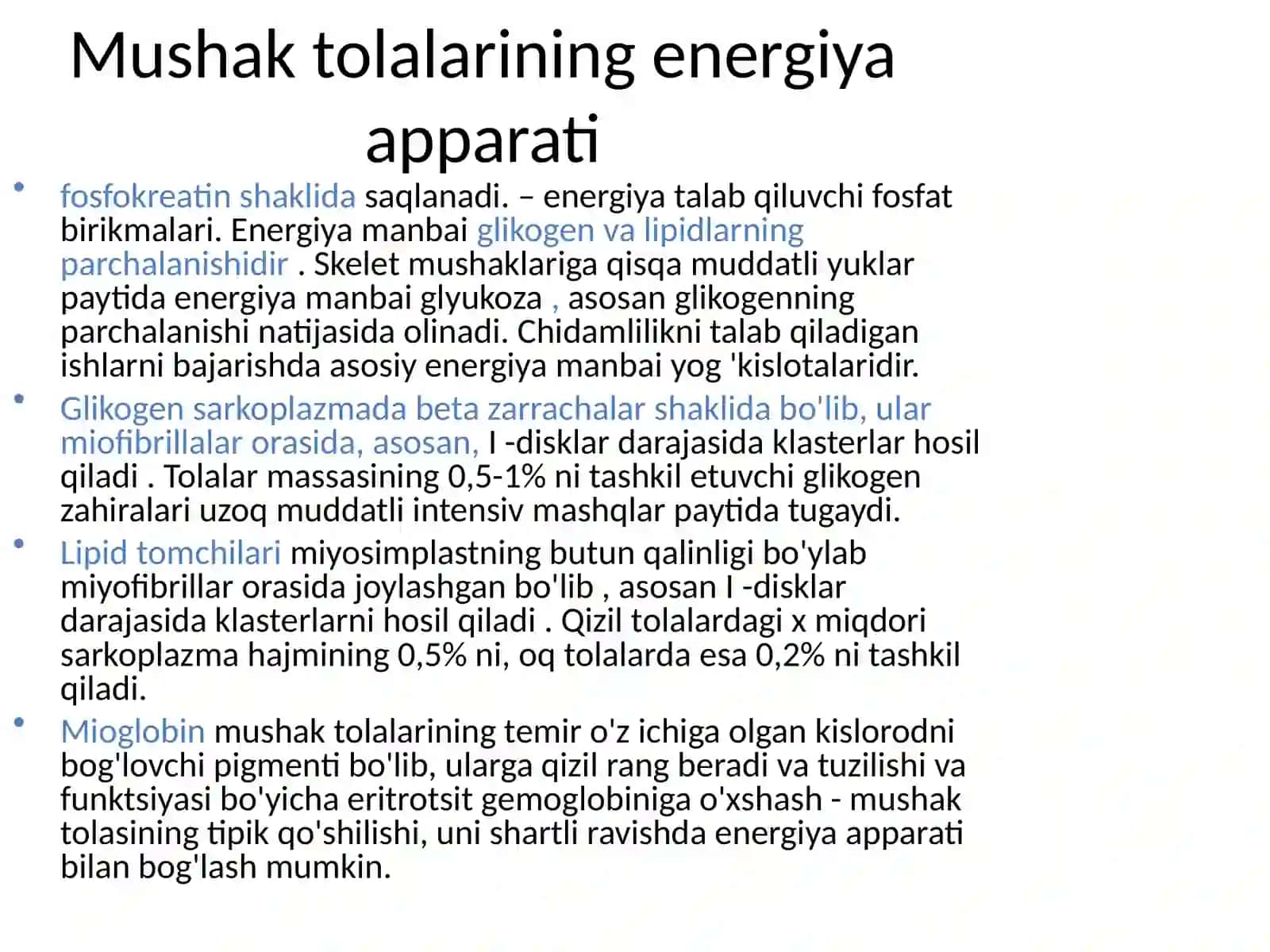 Mushak tolalarining energiya apparati 2