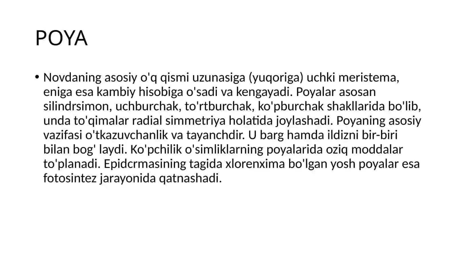 POYANING MORFOLOGIK VA ANOTOMIK TUZILISHI 2