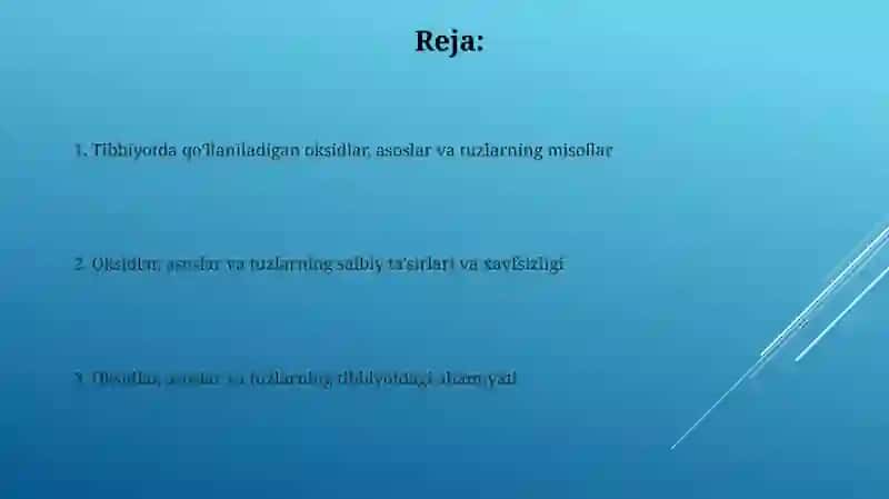 Oksid asos va tuzlarining Tibbiyotda Ahamiyati 2
