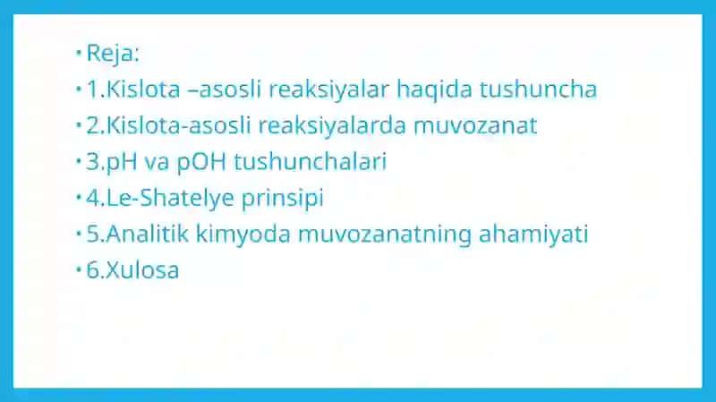 Kislota-asosli reaksiyalarda muvozanat 2