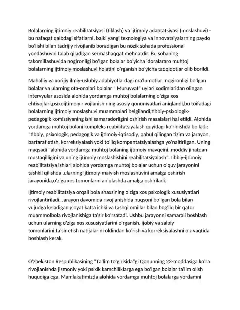 Alohida yordamga muhtoj bolalarda rivojlanishdagi nuqsonning chiqurligi va tuzilishiga qarab inklyuziv modellarini tanlash 2