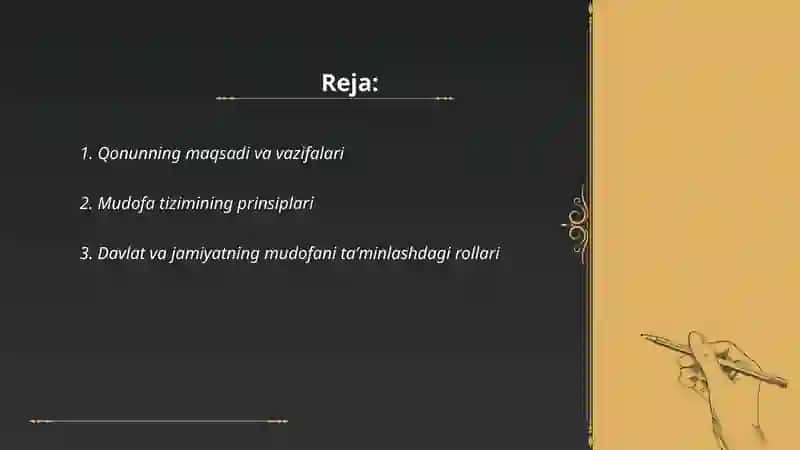 Mudofa toʻgʻrisida Oʻzbekiston respublikasining qonuni 2