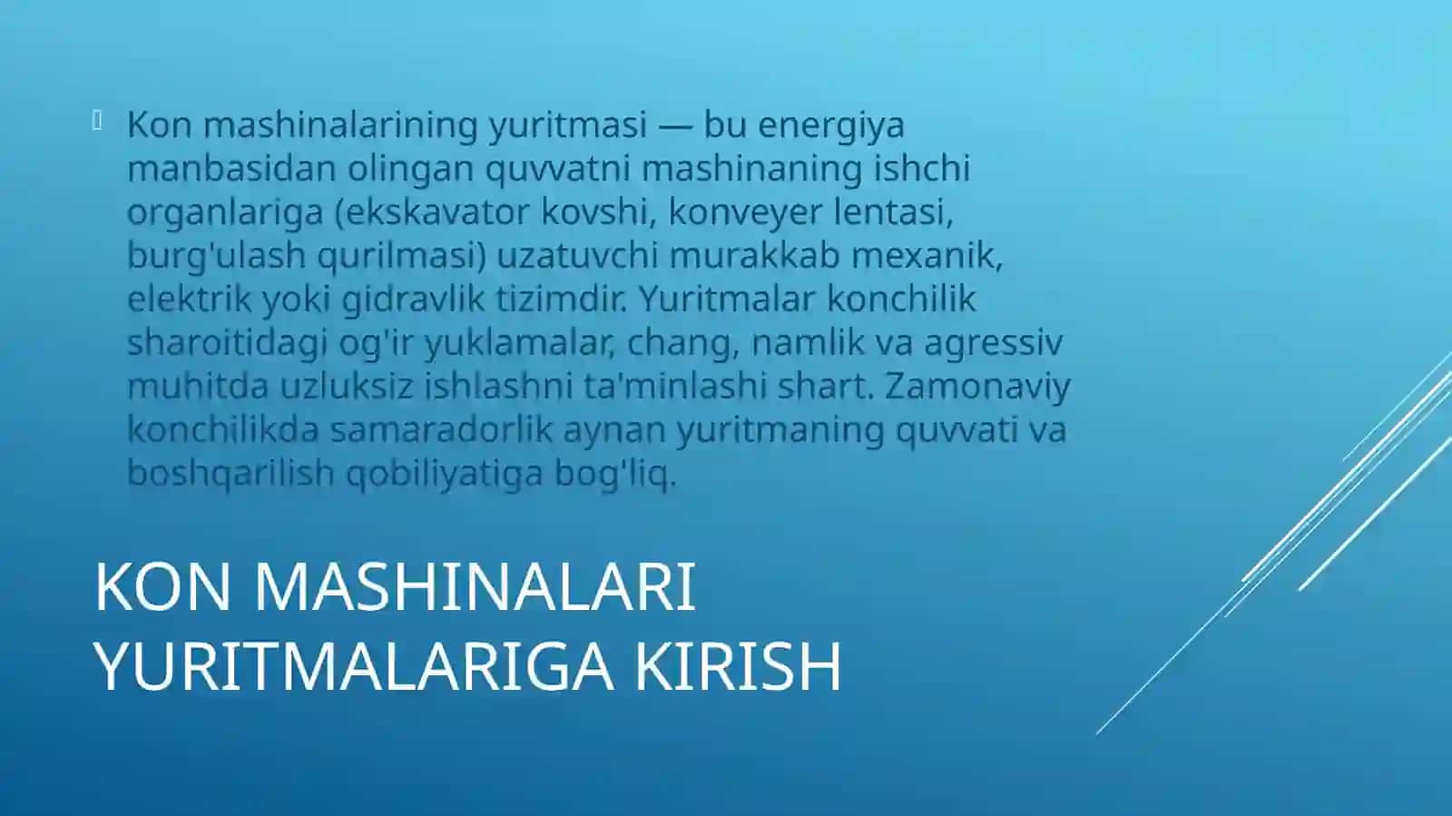 Kon Mashinalarining Yuritmalarining Tuzilishi va Vazifalari 2