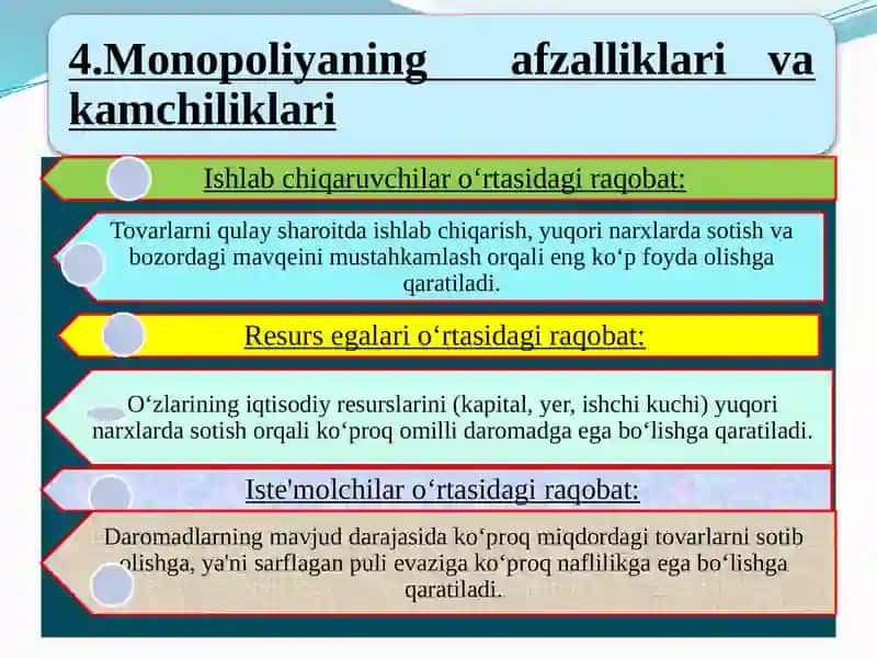 Raqobatchilik muhitini buraqobat uzluksiz va cheklangan xolda borishi 2