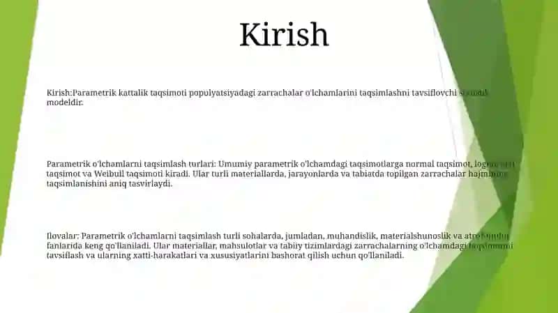 Parametrik Olchamlar Qatori 2