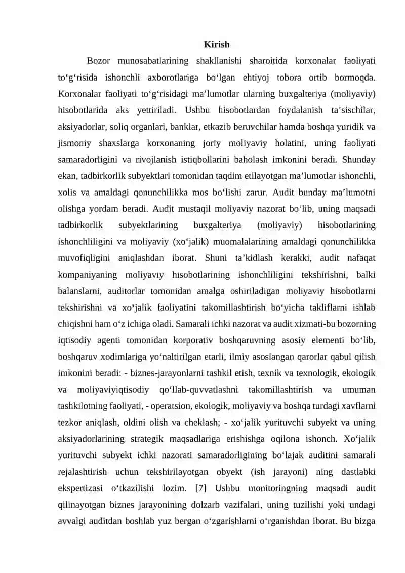 Auditorlik tekshirish vaqtida buxgalteriya hisobi tizimi va ichki nazoratni o’rganish 2