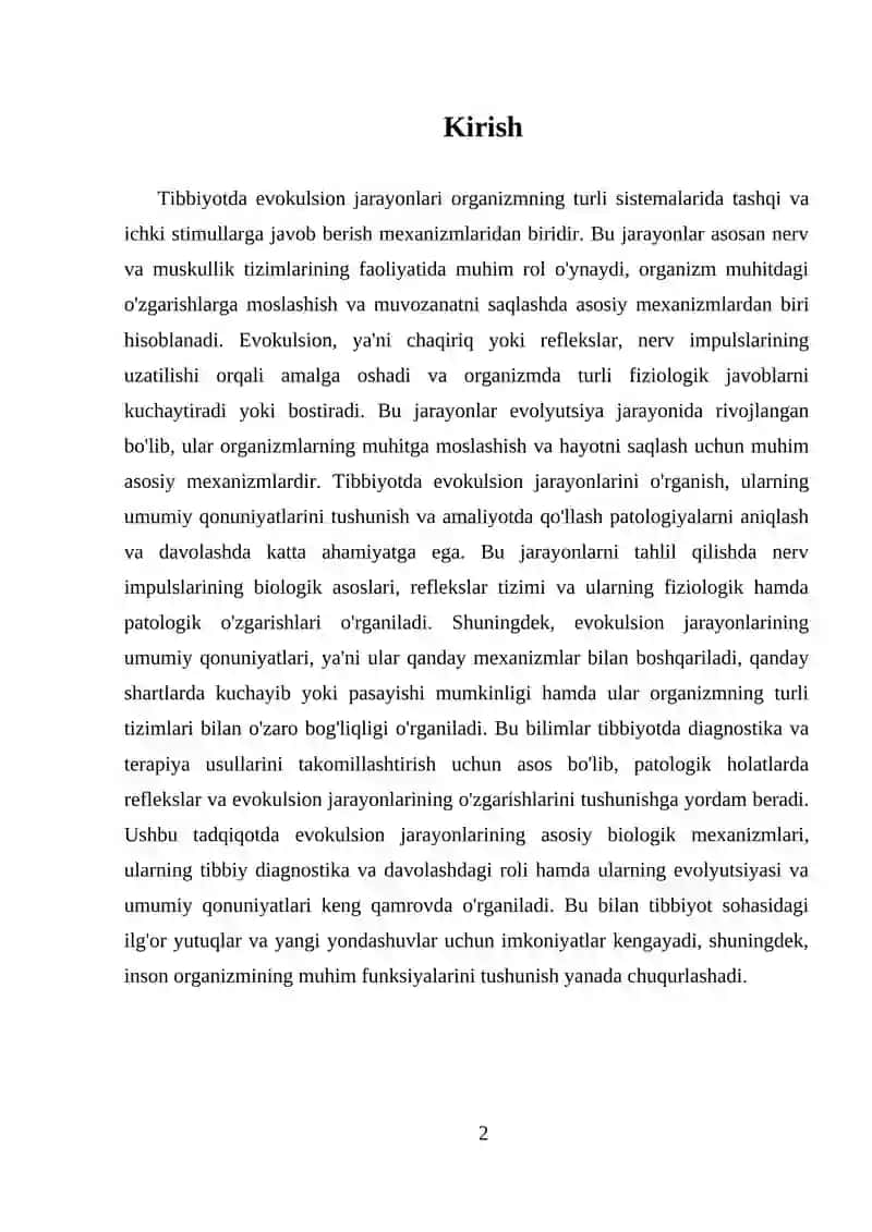 TIBBIYOTDA EVOKULSION JARAYONLAR VA ULARNING UMUMIY QONUNIYATLAR 2