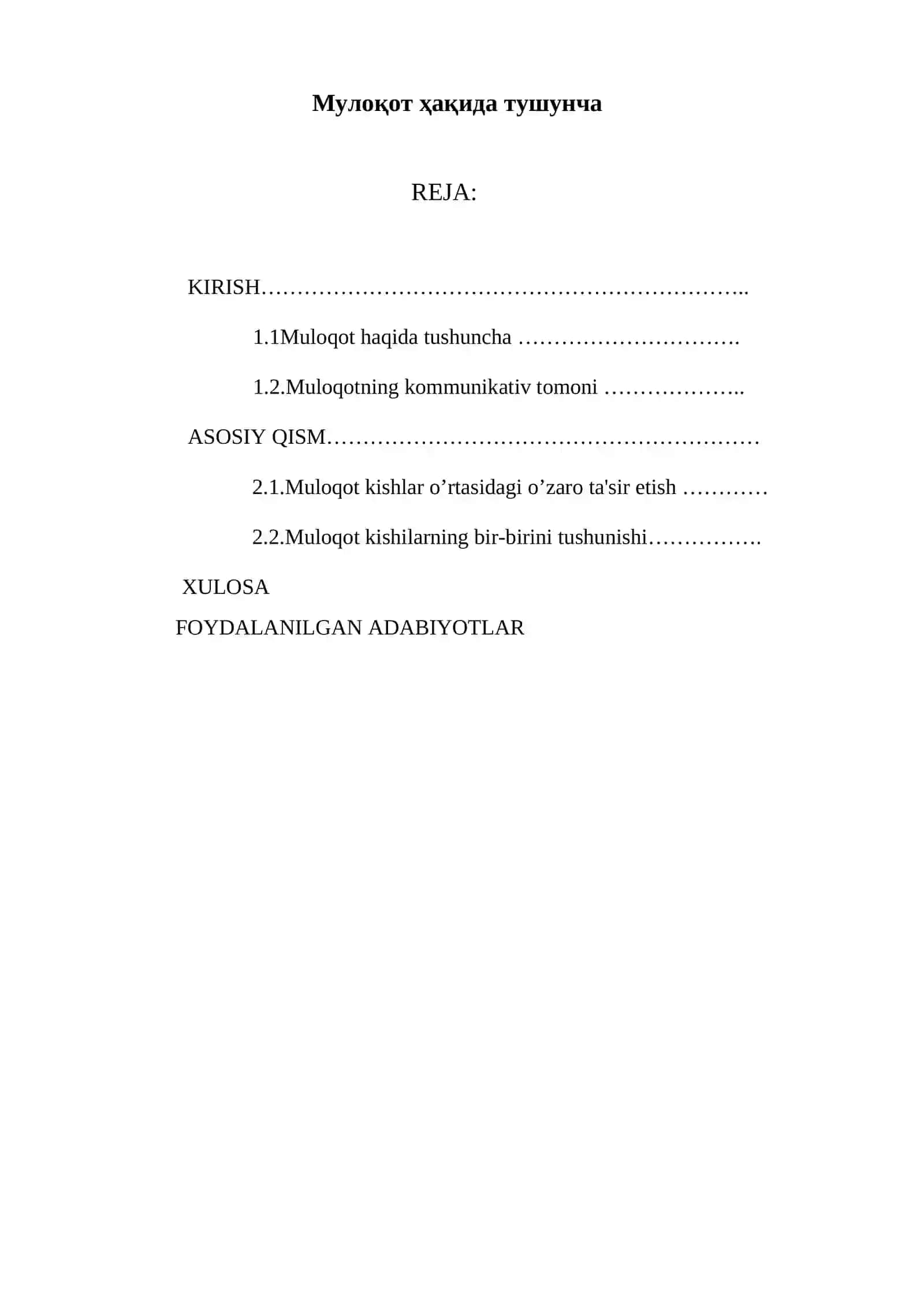 MULOQOT HAQIDA TUSHUNCHA 2