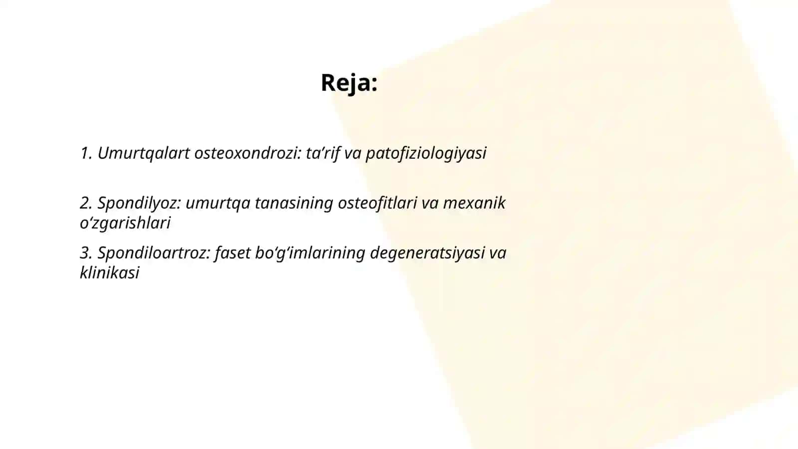 Umurtqalart osteoxondrozi. Spondilyoz. Spondiloartroz 2