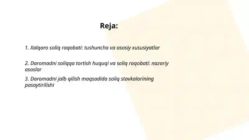 Soliq siyosati fanidan Taqdimoti 2