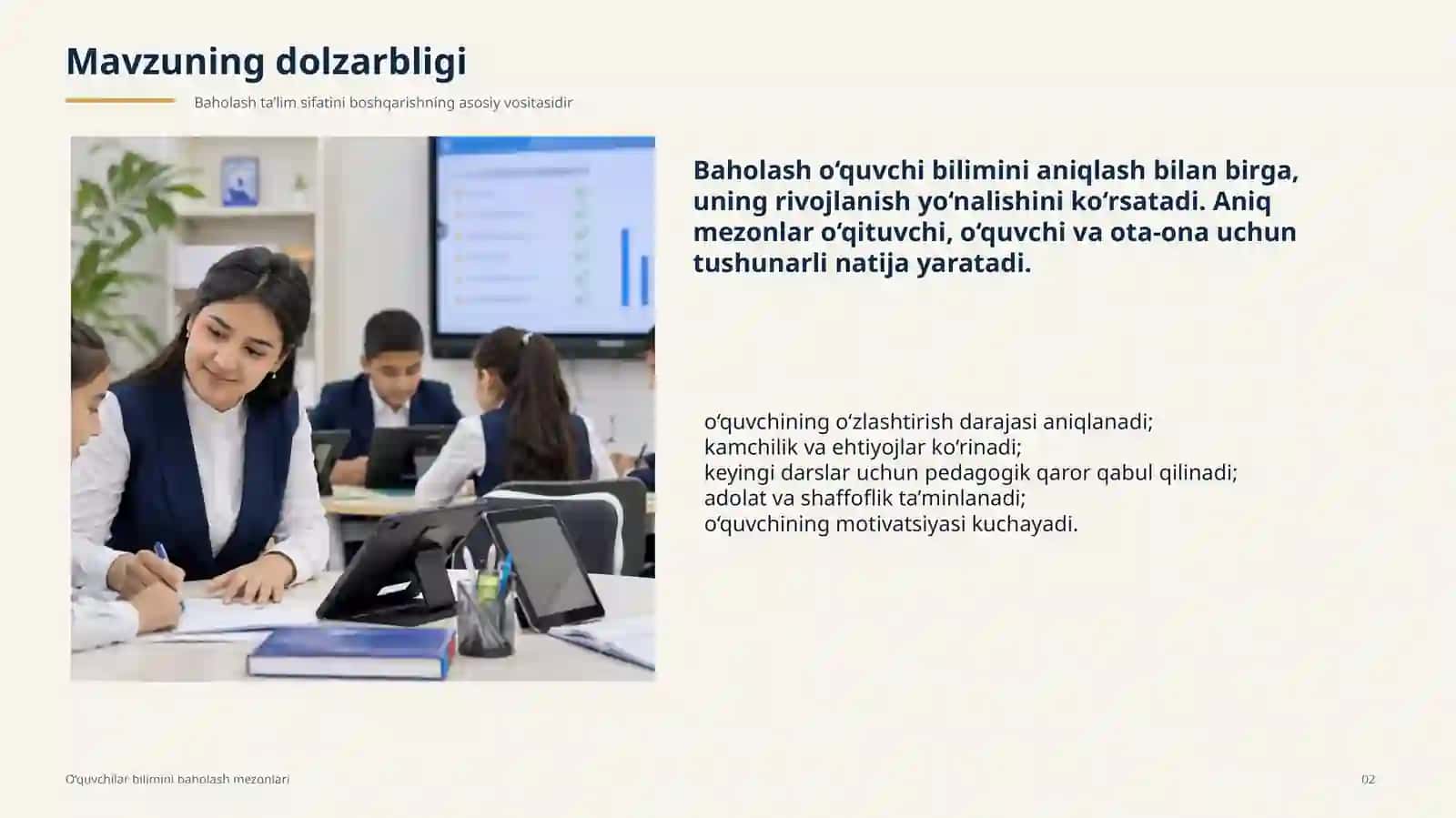 O‘quvchilar bilimini baholash mezoni 2