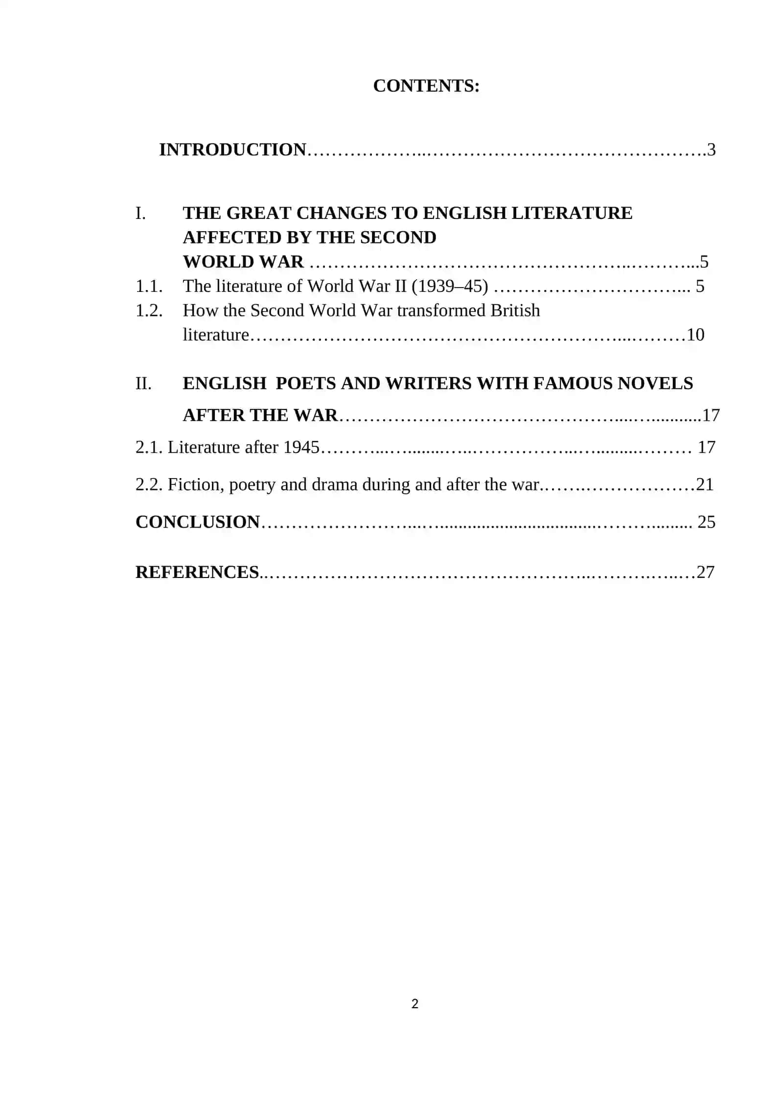 THE SECOND WORLD WAR IN ENGLISH LITERATURE 2
