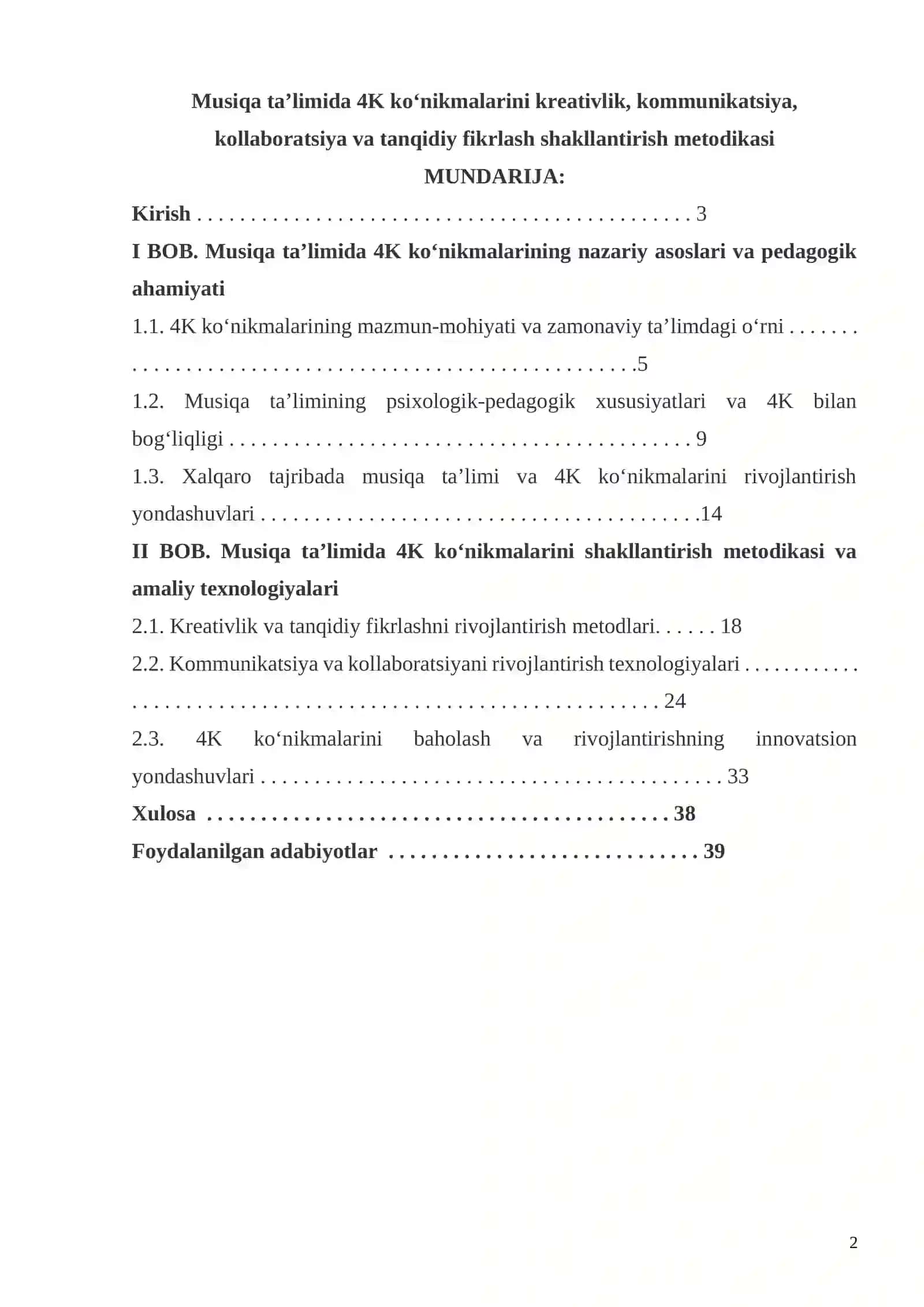 Musiqa ta’limida 4K ko‘nikmalarini kreativlik, kommunikatsiya, kollaboratsiya va tanqidiy fikrlash shakllantirish metodikasi 2