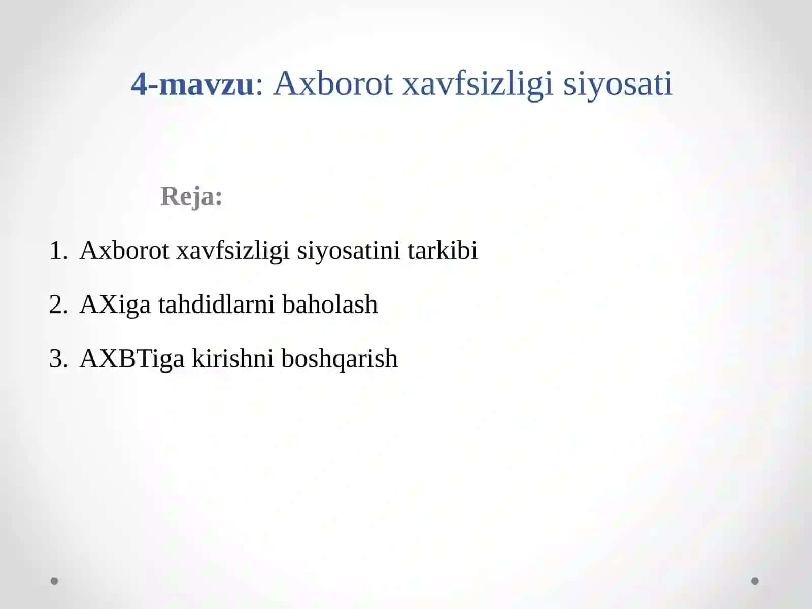 Axborot xavfsizligi asoslari 2