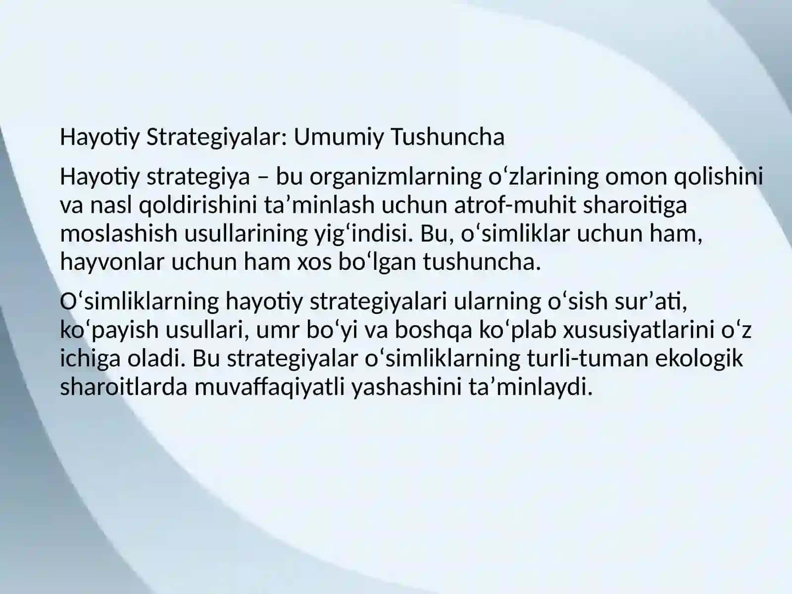 Oʻsimliklarning hayotiy strategiya tiplari 2