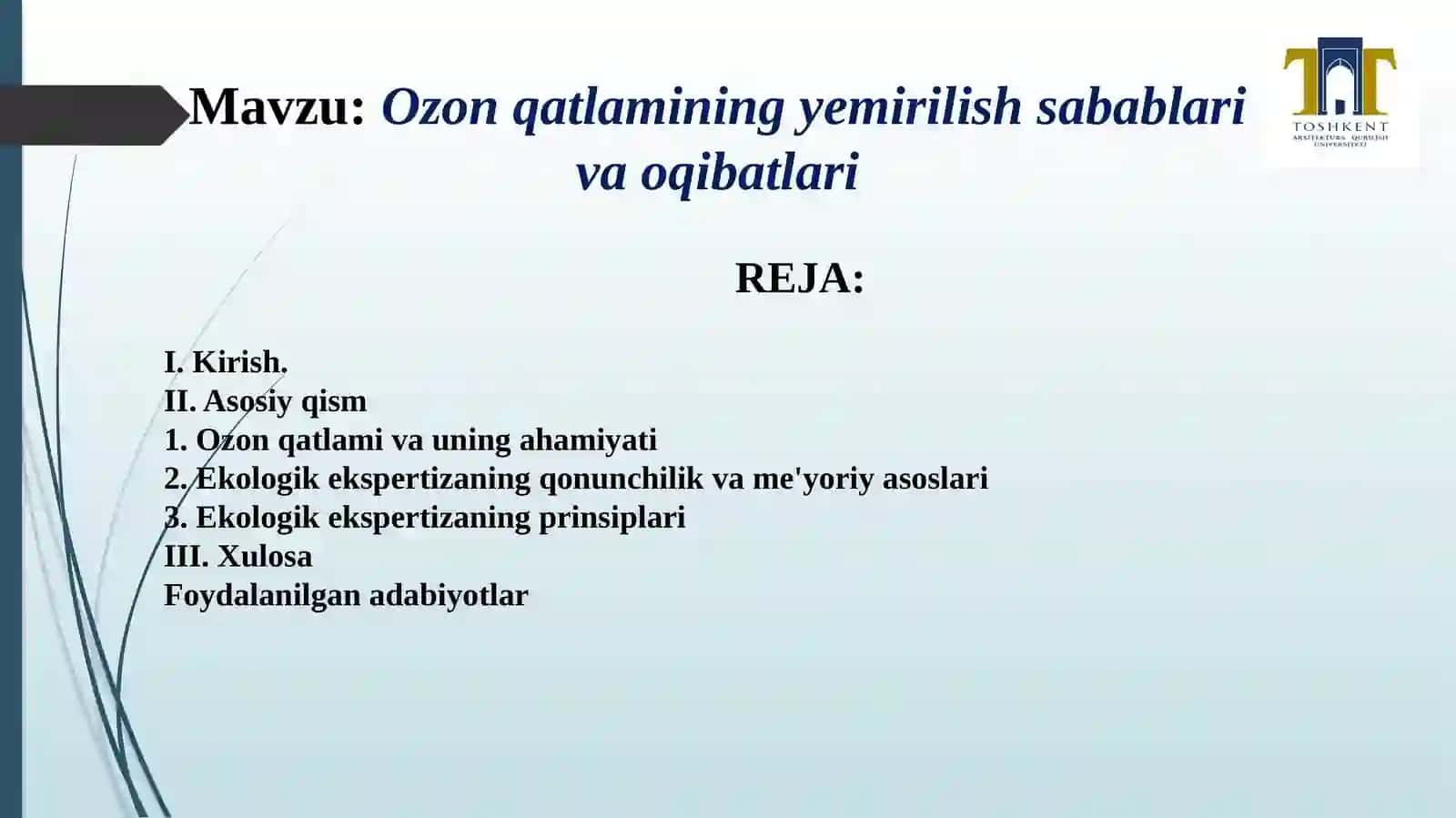 Ozon qatlamining yemirilish sabablari va oqibatlari 2