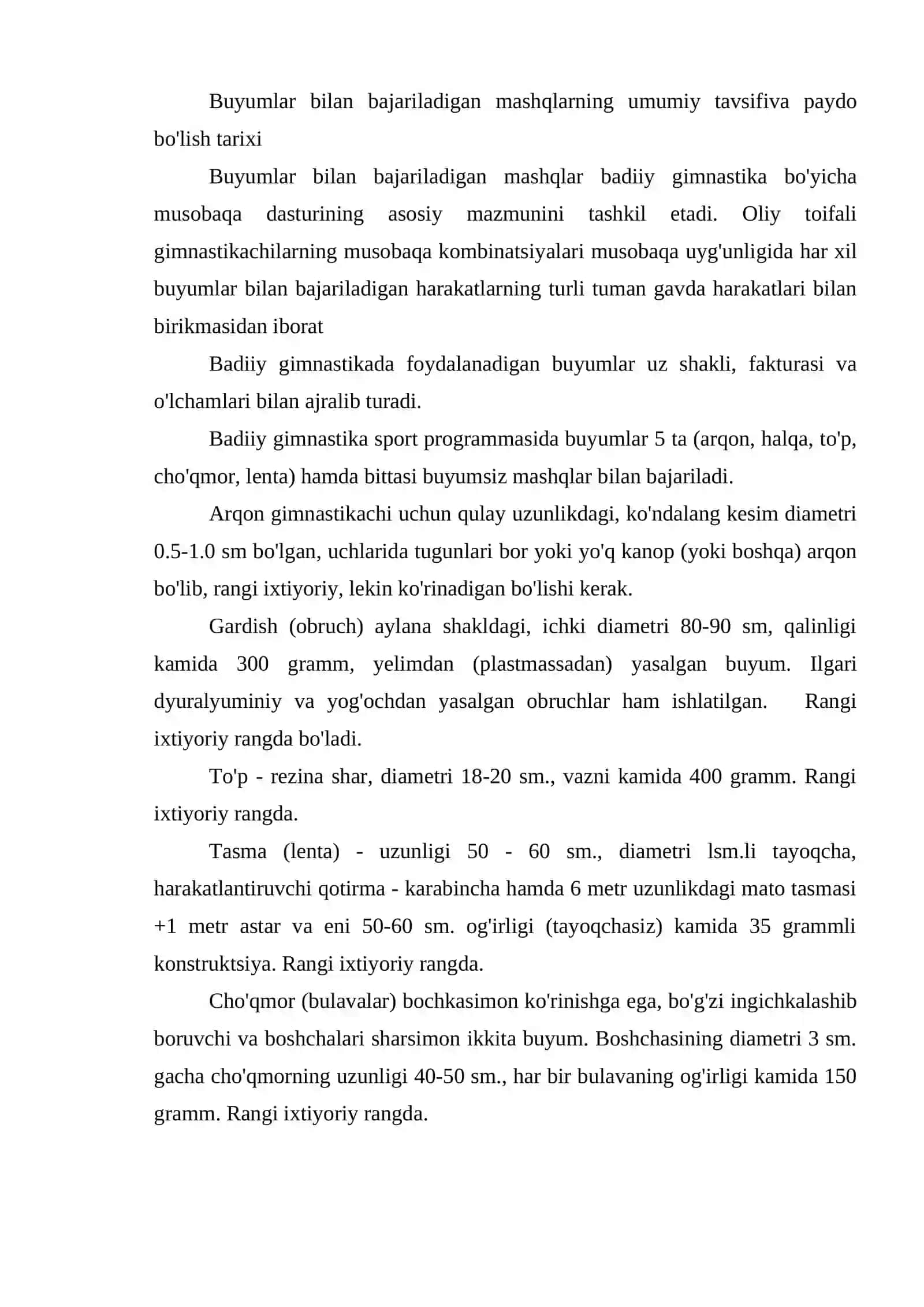 GIMNASTIKA JIHOZLARIDA BAJARILADIGAN MASHQLAR 2