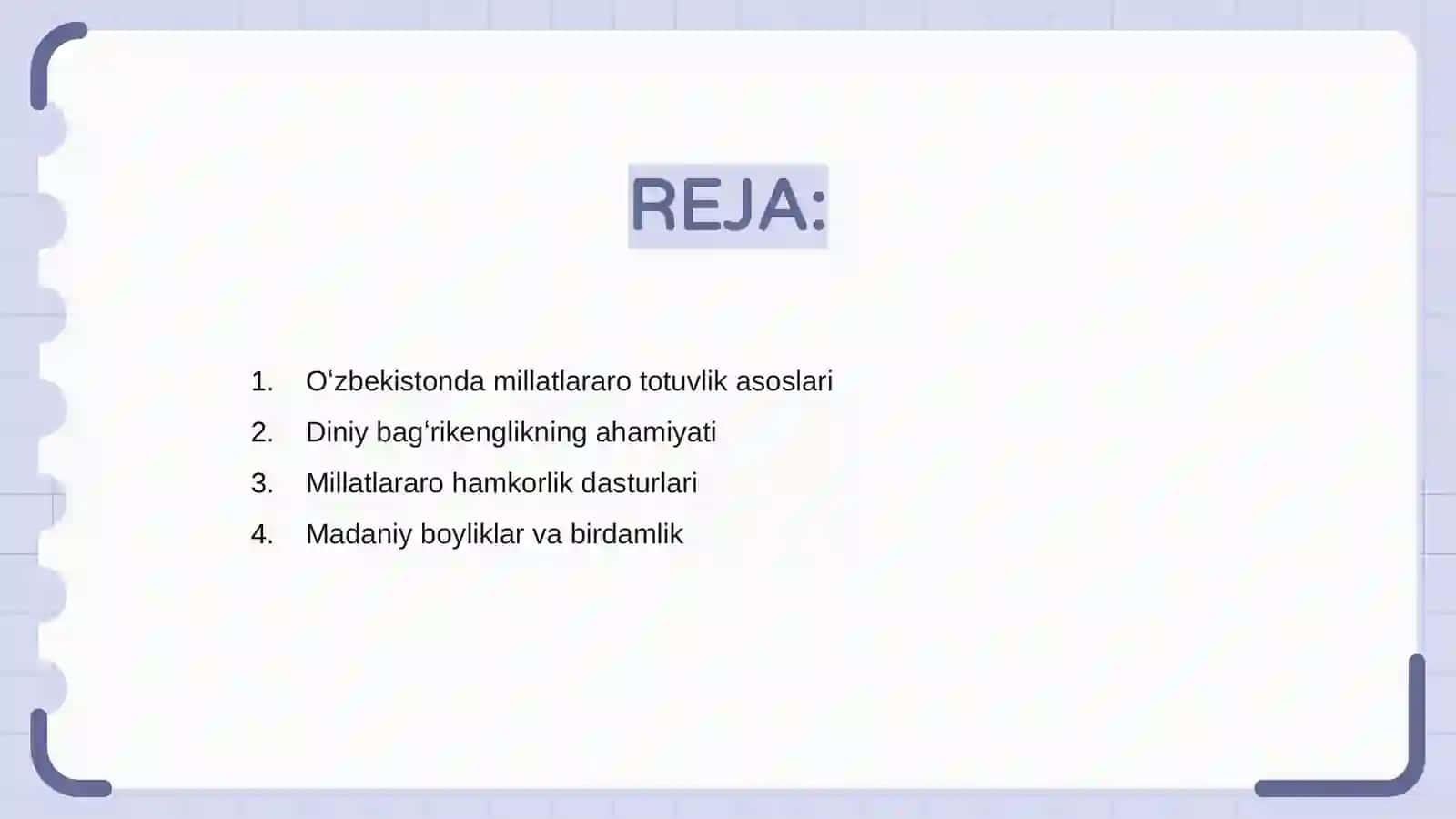 Oʻzbekistonda millatlararo totuvlik va diniy bagʻrikenglikning taminlanishi 2