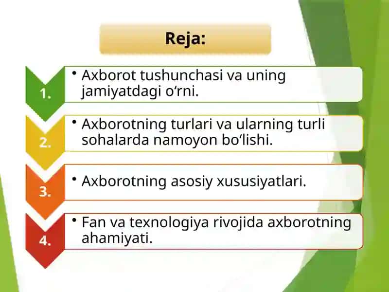 Axborot fan uchun ahamiyati xususiyatlari 2
