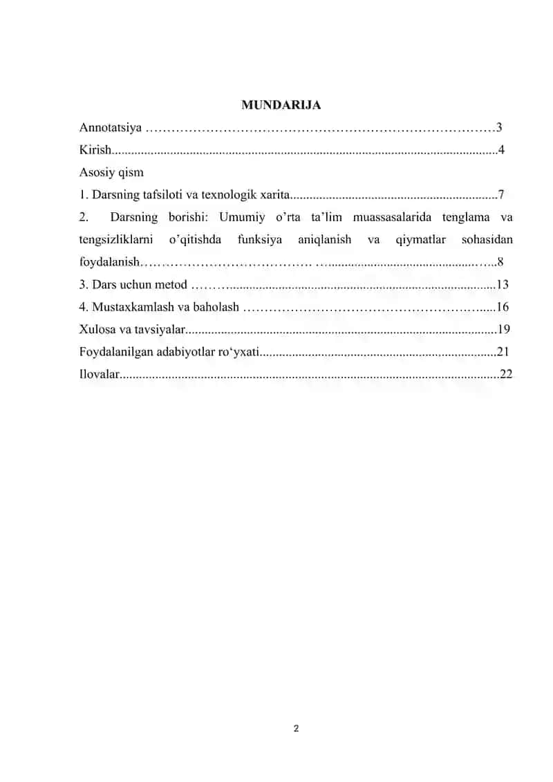 MIKRODARS MATEMATIKA "Tenglama va tengsizliklarda funksiya aniqlanish va qiymatlar sohasi topish" 2
