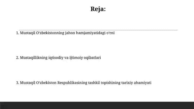 Mustaqil O'zbekiston Respublikasi tashkil tolishining tatixiy ahamiyati 2