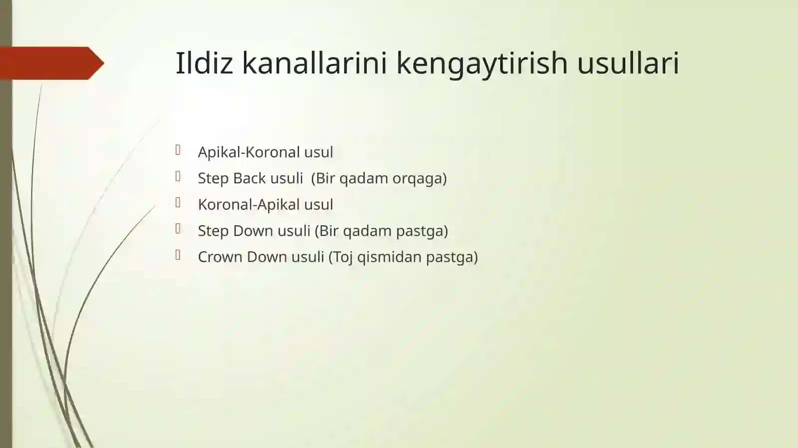 Ildiz kanallarini kengaytirish usullari va plomba usullari 2