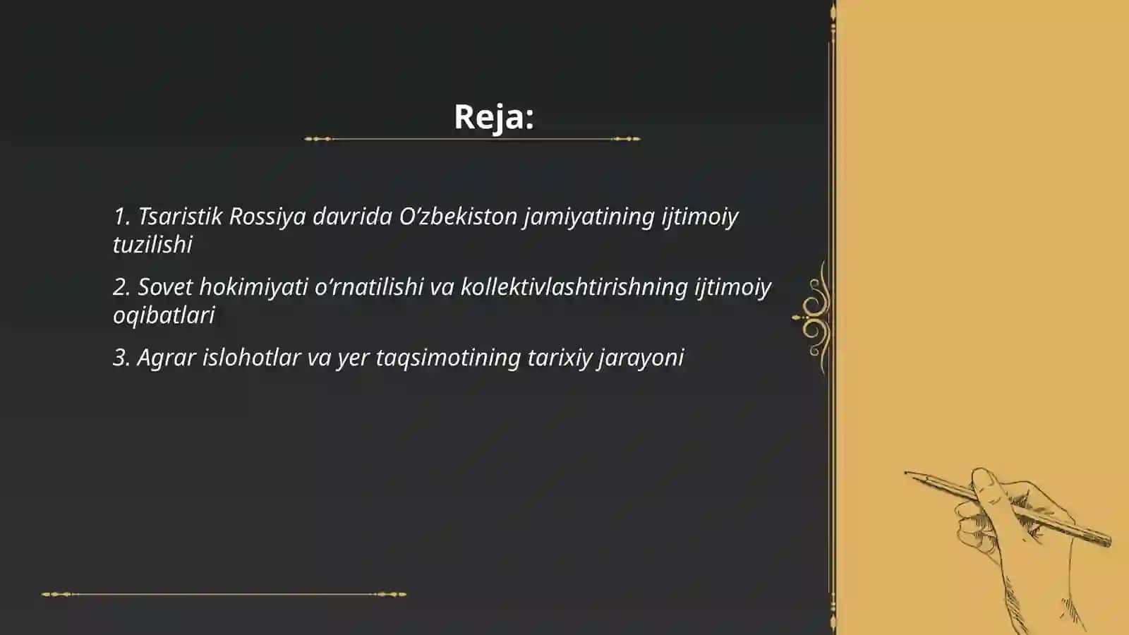 Oʼzbekiston respublikasidagi ijtimoiy oʼzgarishlar mavzusi tarixdan 2