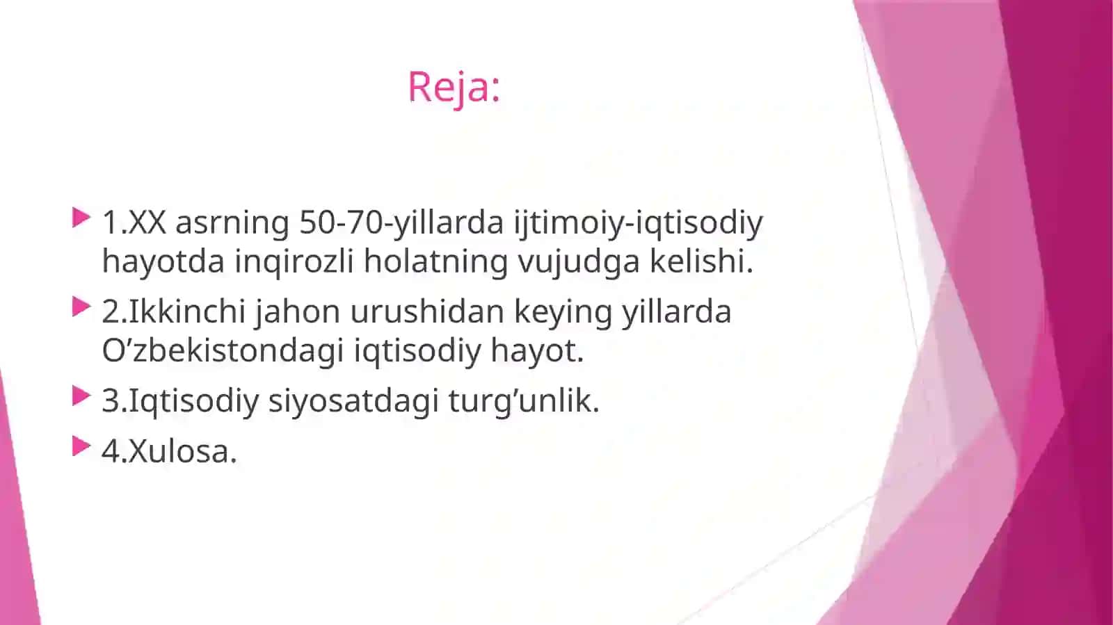 XX ASR 50-70-YILLARIDA O’ZBEKISTONDA IQTISODIY HAYOT 2