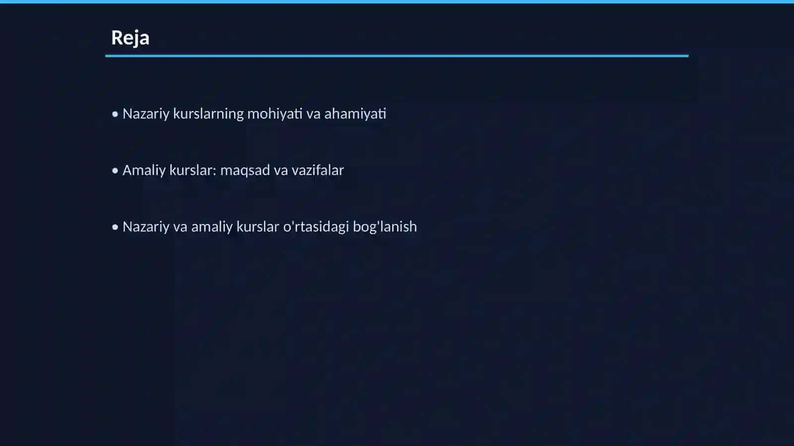 Nazariy va amaliy kurslar 2