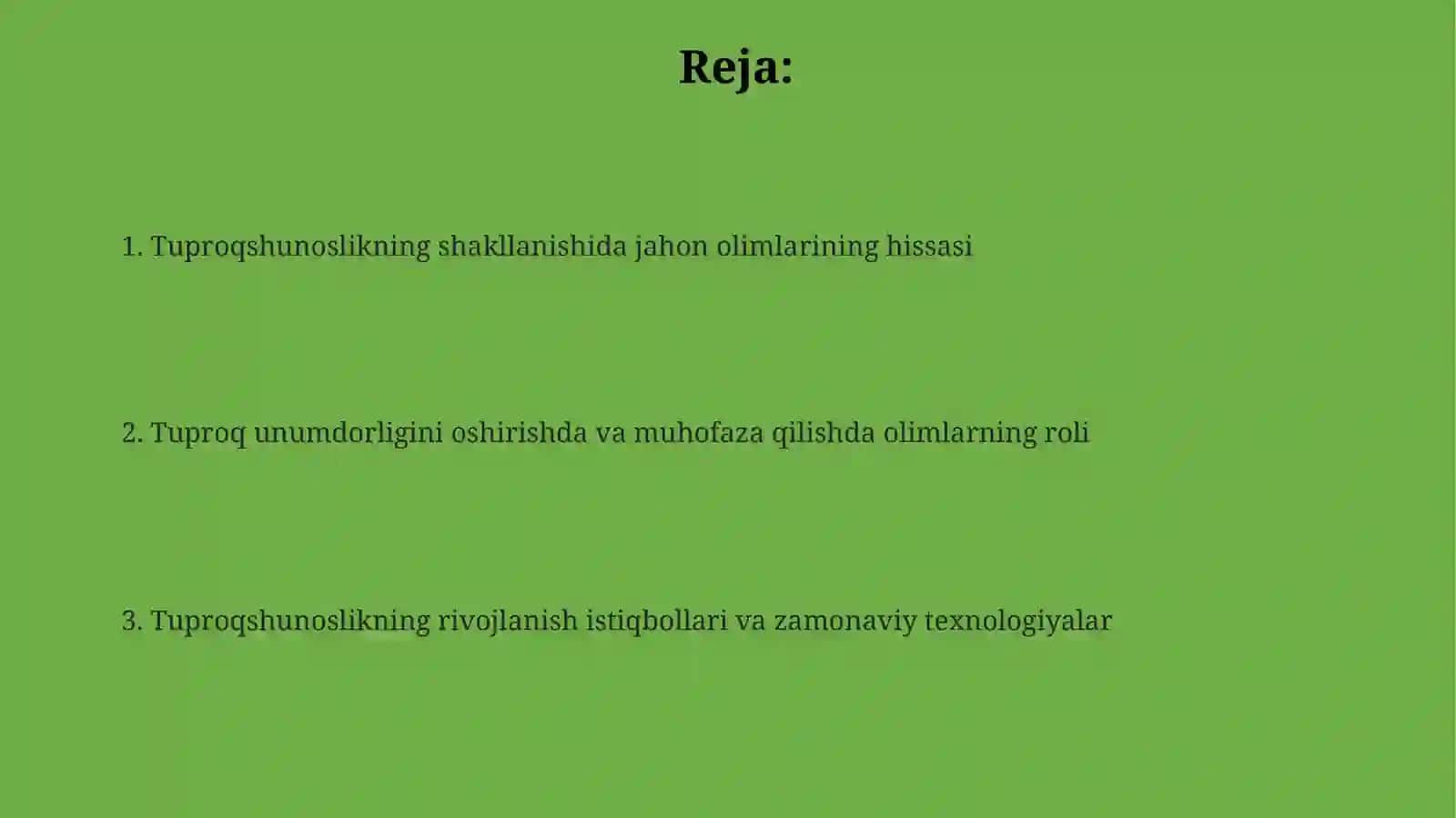 Tuproqshunoslik fanining Rivojlanishida Jahon olimlarining qo'shgan hissasi 2