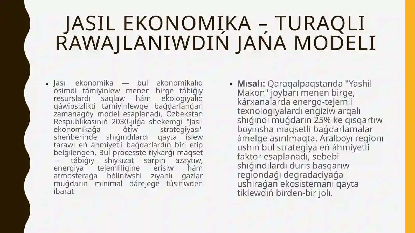 Jaşılekonomika–Turaqlırawajlanıwdıńjańamodeli 2