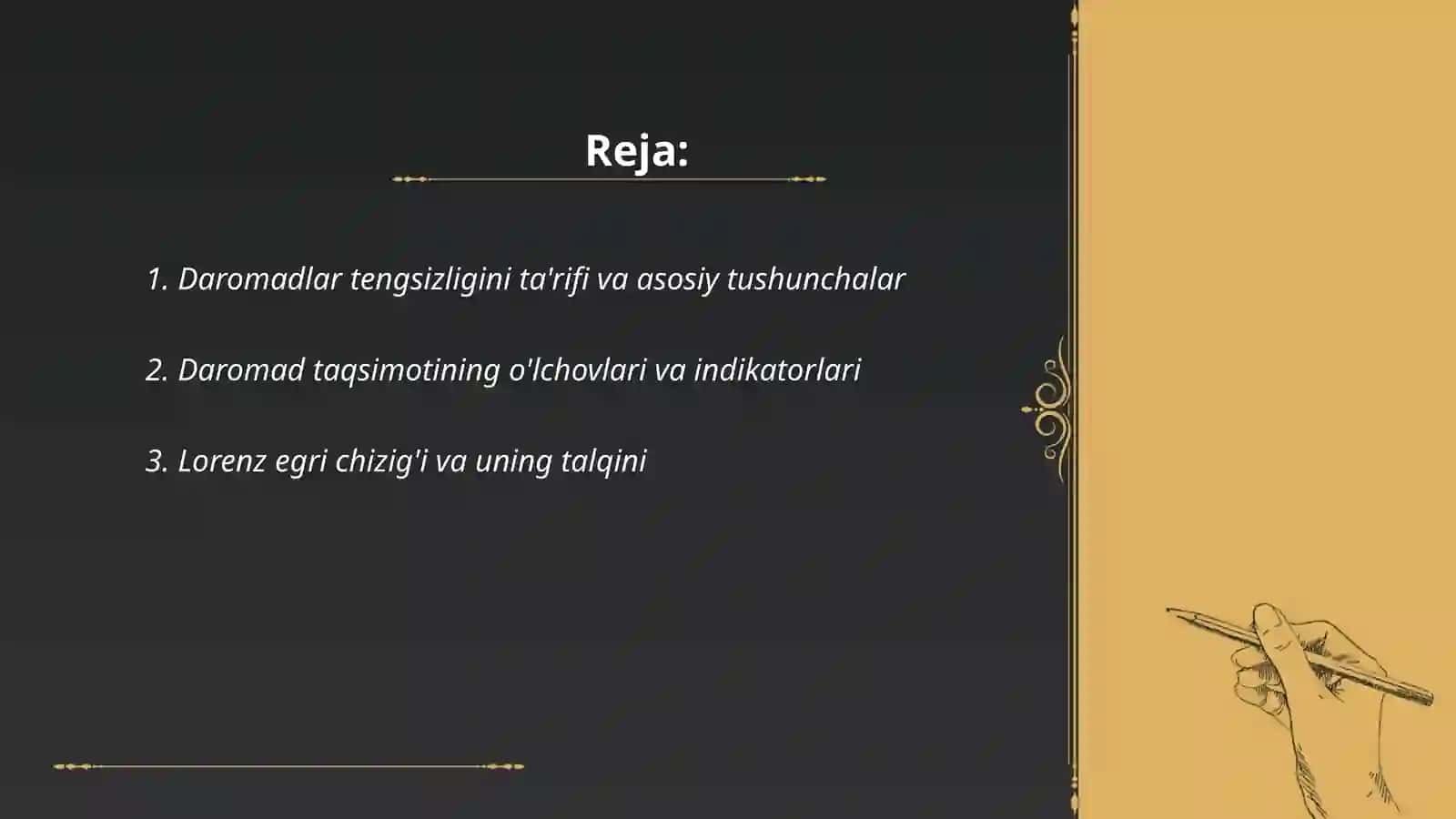 Daromadlar tengsizligi va uning darajasini aniqlash 2
