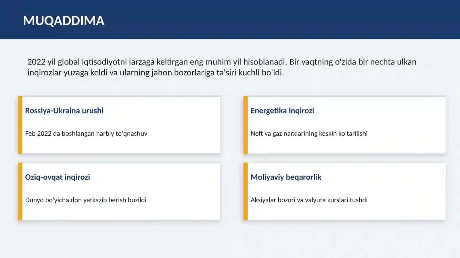 2022 YIL JAHON INQIROZLARIVA JAHON BOZORLARIGA TA'SIRI 2