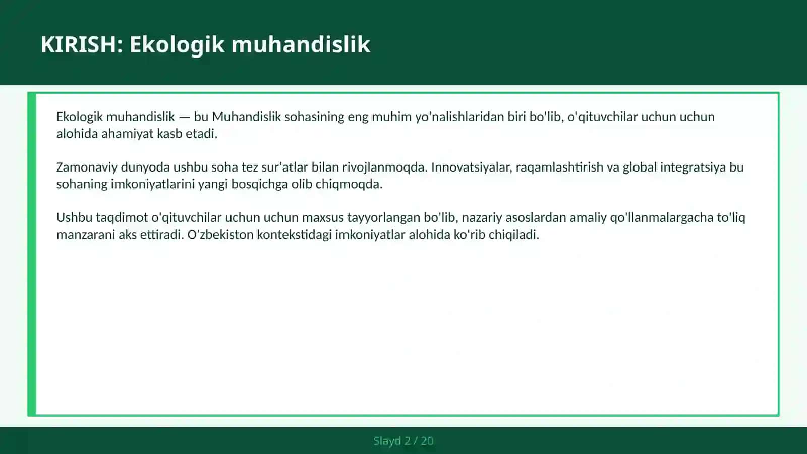 Ekologik muhandislik 2