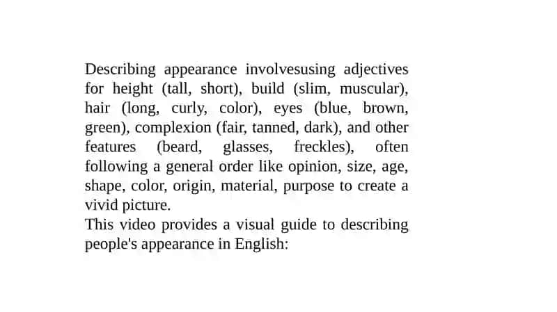 Describing People's Appearance 2