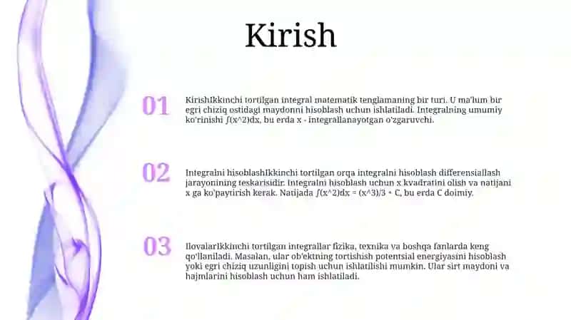 Ikkinchi Tartibli Sirt Integrali 2