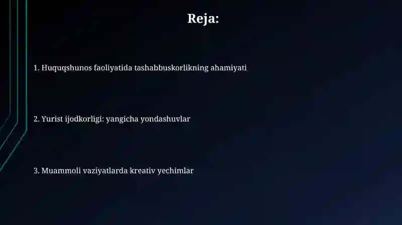 Yurist faoliyatida tashabbuskorlik kreativlik va masalaga ijodiy yondashuv 2